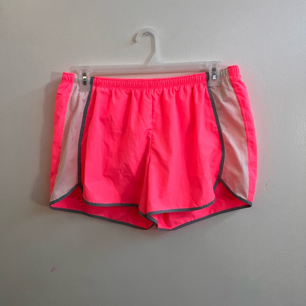 hot pink and white champion sport shorts